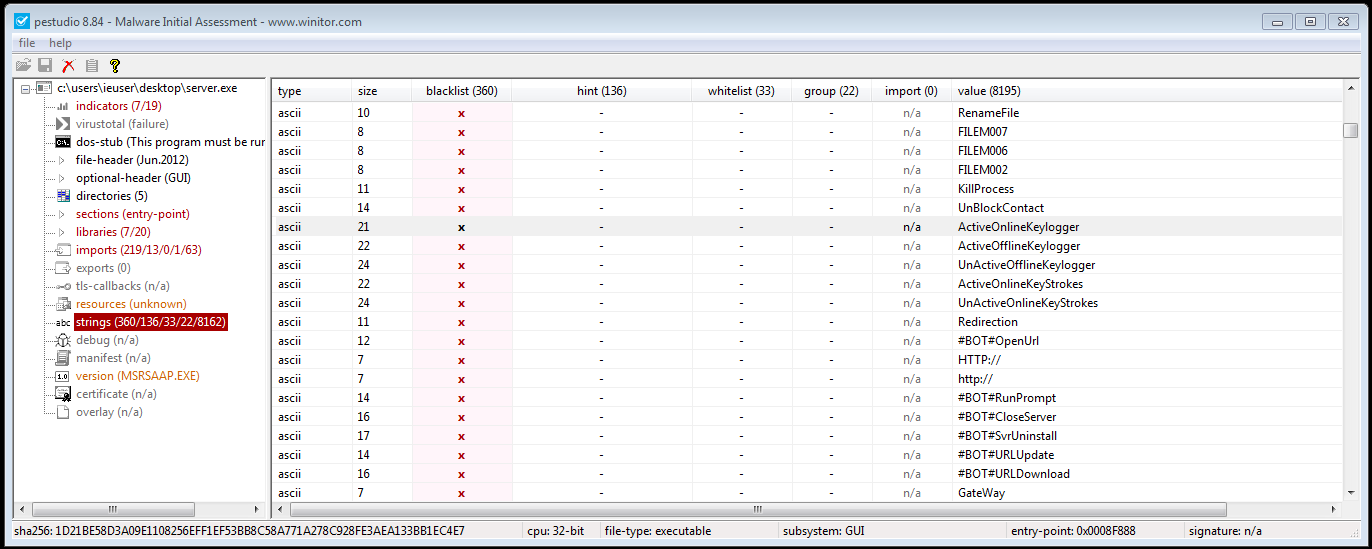 PEStudio Strings